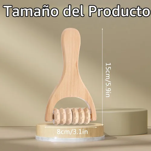 Vista 8 de Abeillo Rodillo de masaje de mano de madera, 3 piezas, rodillo muscular, herramientas de masaje manual de terapia de madera, rodillo masajeador