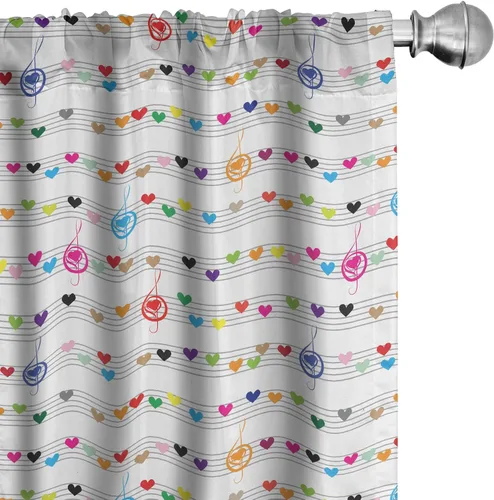 Vista 32 de Lunarable Cortinas para ventana para mascotas, divertidos personajes de gatos, estilo artístico, gatitos juguetones, animales peludos, decoración