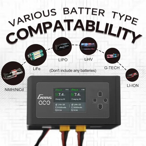 Vista 7 de IMARS D300 Gens Ace Lipo Cargador de batería G-Tech Series Smart Dual Lipo Balance Cargador AC 300W DC 700W (350W* 2) Cargador de doble canal 16A