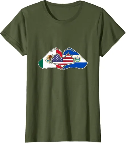 Vista 78 de Corazón manos México, El Salvador y Estados Unidos. Camiseta, Negro