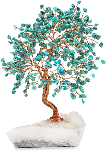 Vista 11 de KARMA AND LUCK Árbol de la vida de Feng Shui con base de cristal blanco Home D cor, hecho a mano en Bali, mediano 8 (amatista)