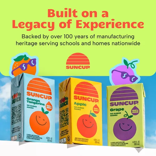 Vista 6 de SunCup Juice - Jugo de manzana (paquete de 40) Caja de jugo de 4.23 onzas con pajita, mezcla de manzana sin azúcar añadida para niños, paquete a