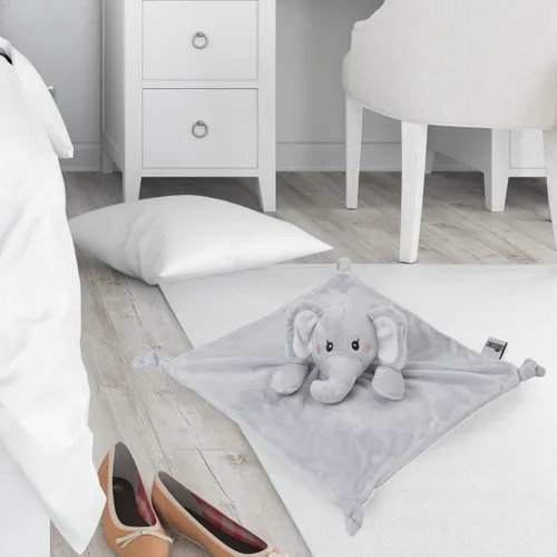 Vista 6 de KINREX Manta de seguridad de elefante para bebés, toalla calmante de felpa suave, juguete de edredón unisex para bebé, compañero de sueño ideal, oso
