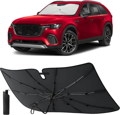 Vista 34 de EcoNour Parasol plegable para parabrisas de Mazda 3 2014-2016 2017 2018, parasol para ventana delantera de automóvil, protección UV, bloqueador