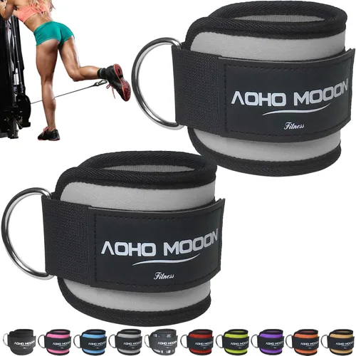 Vista 9 de AOHO MOOON Ankle Strap (2 Pieces) for Cable Machine Women - Gym Workout Leg Strap, Premium Padding Ankle Cuffs, Glute Kickback Exercises Equipment