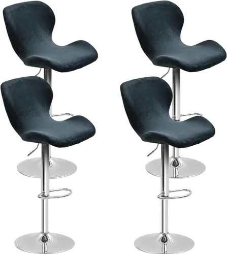 Vista 26 de Paquete de 2 fundas para sillas de bar de altura de mostrador, fundas giratorias de terciopelo para taburetes de bar, fundas elásticas para sillas