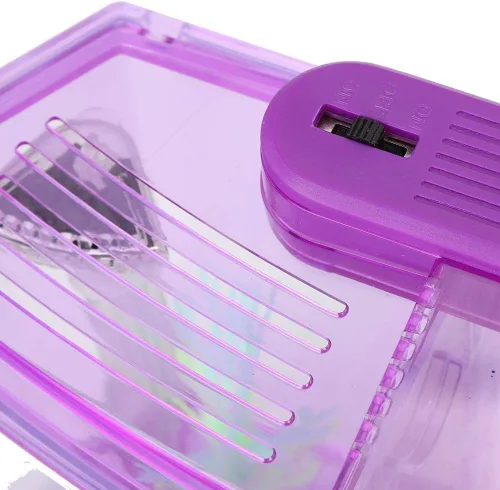 Vista 5 de Acuario pequeño de acrílico de tres áreas, mini pecera, para Betta para peces pequeños (morado)