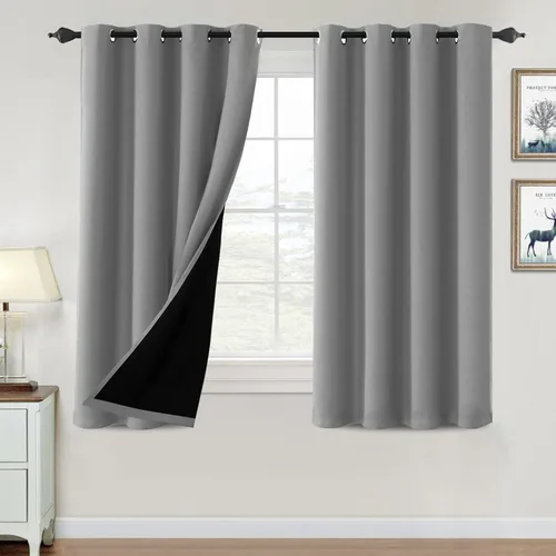 Vista 130 de H.VERSAILTEX Cortinas 100% de opacidad para dormitorio, con aislamiento térmico, cortinas opacas de 63 pulgadas de largo, cortinas de bloqueo