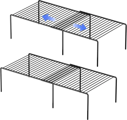 Vista 18 de Estante Expandible de Redrubbit, Organizador de Almacenamiento de Metal Resistente a la Oxidación para Cocina, Nevera, Baño, Negro