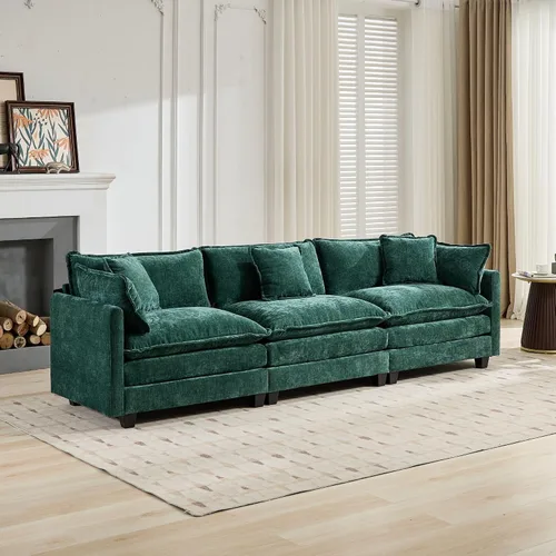 Vista 18 de Modular Sectional Couches Sofa, 4-Seat Cloud Couch with Double Layer Upholstered Seat Cushion, Breathable Chenille Fabric, for Living Room Bedroom