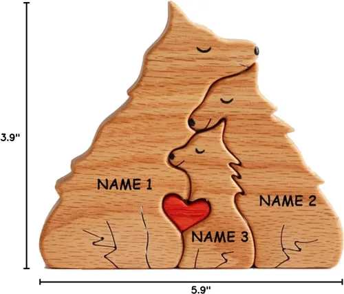Vista 2 de Rompecabezas de madera de lobo personalizable, pieza decorativa de roble para decoración del hogar y miembro reflexivo, 3