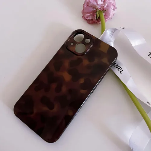 Vista 3 de Funda protectora estética de tortuga para iPhone 12 de 6.1 pulgadas, diseño retro con estampado de leopardo y ámbar marrón y ámbar para iPhone 12