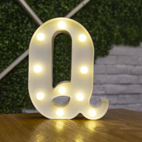 Vista 15 de anso Letras LED del alfabeto con números iluminados, letras de plástico blanco, decoración de pie de la A a la Z 0 ~ 9 (rosa corazón)