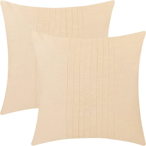 Vista 4 de The White Petals Juego de 2 fundas de almohada lumbar naranja con panel de pliegues de alfiler (12 x 16 pulgadas, naranja)