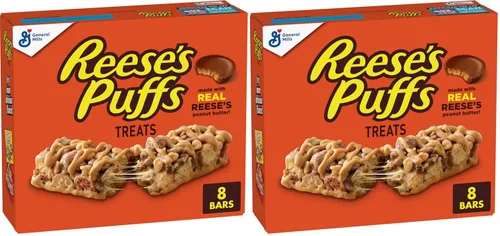 Vista 12 de REESE'S Puffs Barras de Cereales Dulces, Mantequilla de Maní y Cacao, Barras de Aperitivo, 8 Ct, 6.8 oz