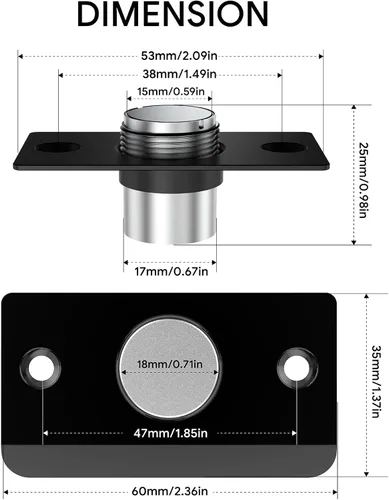 Vista 7 de Mousike Accesorios para atrapar bolas de puerta, cierre magnético oculto ajustable, placa de golpeo de acero inoxidable con fuerte succión, Negro