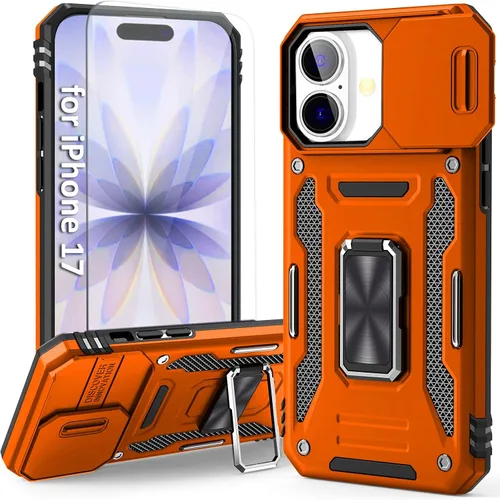 Vista 38 de Funda compatible con iPhone17 Pro con soporte, cubierta de cámara y protector de pantalla HD, doble capa a prueba de golpes, protección contra