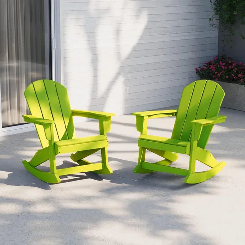 Vista 145 de WestinTrends Silla mecedora Malibu de poliéster para exterior/patio Adirondack, Negra