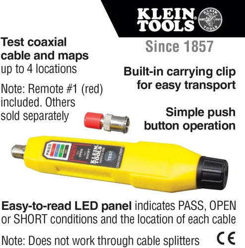 Vista 2 de Klein Tools Probador de cables VDV512-100, probador Coax Explorer 2 VDV, operación de botón para rastreo de cables, pruebas y mapeo de cable coaxial