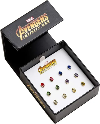 Vista 2 de Marvel Avengers Infinity War Endgame - Pendientes de tuerca de piedra infinita, juego de 6