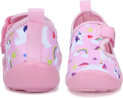 Vista 3 de FANTURE Zapatos de agua para niños y niñas, lindas sandalias acuáticas, playa, piscina, parque acuático, tenis acuáticos, para niños pequeños