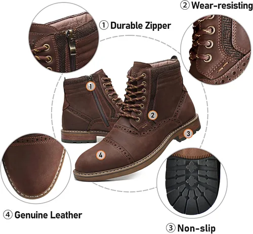 Vista 5 de Botas Chelsea para hombre, elegantes y cómodas, de cuero, con cremallera