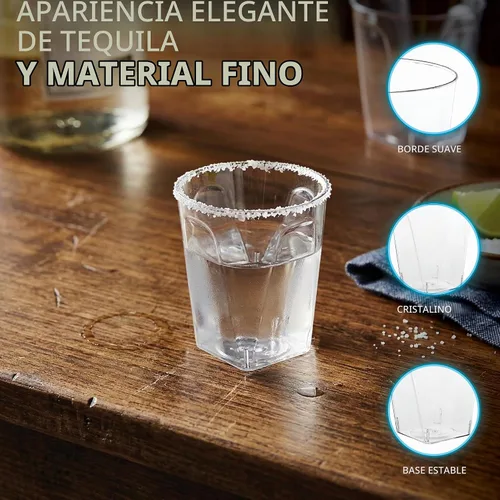 Vista 3 de Party Essentials Vasos de chupito cuadrados de plástico duro de 2 onzas/copas de cata de vino, transparentes, 40