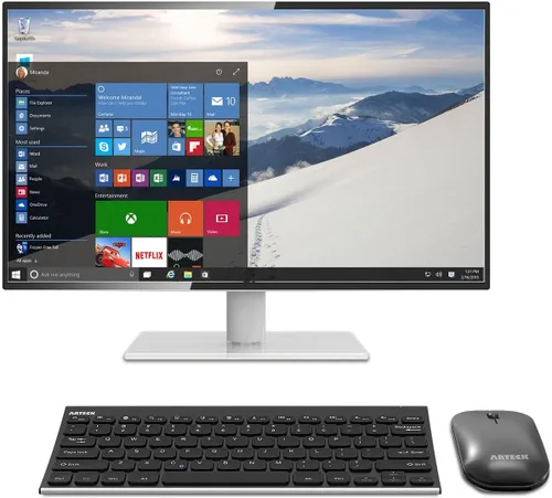 Vista 7 de Arteck Combo de teclado y mouse Bluetooth ultra compacto, delgado de acero inoxidable, tamaño completo y ratones ergonómicos