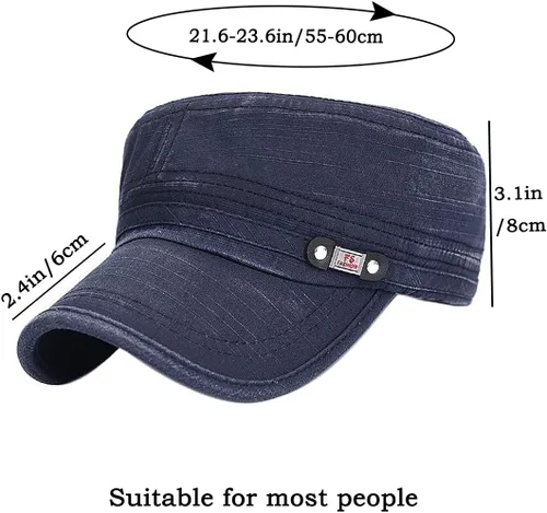 Vista 7 de Gorra militar unisex, estilo cadete, ajustable, de algodón lavado, con parte superior plana, gorra de béisbol
