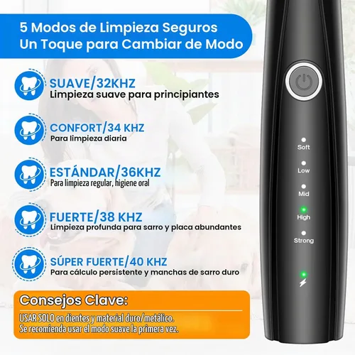 Vista 3 de Kit de limpieza ultrasónica de dientes de perro para limpieza de dientes de mascotas, removedor de placa de perro para dientes, 5 modos