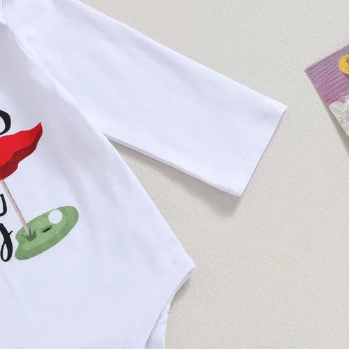 Vista 4 de SHUING Traje de golf para bebé recién nacido, para el futuro de papá, conjunto de pantalones elásticos para golf, conjunto de gorro