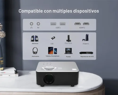 Vista 5 de RCA RPJ133 1080P, tamaño de imagen de 30 a 150 pulgadas, Bluetooth integrado, HDMI, USB, control remoto, control de voz, interior, exterior