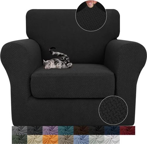 Vista 35 de JIVINER Fundas de sofá de 3 piezas para sofá de 2 cojines, funda elástica para sofá con 2 fundas de cojín de asiento extra grandes, fundas de sofá