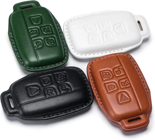 Vista 5 de Funda para llavero Land Rover/Jaguar de piel auténtica con llavero, compatible con Evoque Velar Sport Discovery Freelander2 LR4 Land Rover
