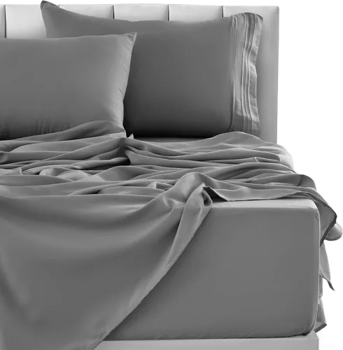 Vista 216 de LUX Décor - Juego de sábanas Twin de microfibra ultrasuave de 3 piezas con sábana encimera, sábana bajera de 16 pulgadas de profundidad y funda