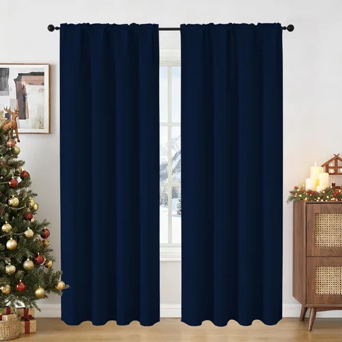 Vista 42 de CUCRAF Cortinas opacas cortas para oscurecer la habitación, paneles de cortina para ventana, bolsillo para cortinero, cortinas sólidas