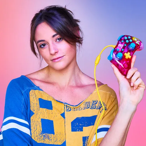 Vista 7 de PDP Gaming Rock Candy Wired Power Nintendo Switch Pro Controller, Officially Licensed Lite/OLED Compatible Gamepad, Super Mario Brothers - Bubblegum
