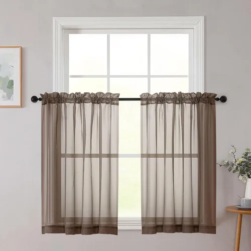 Vista 49 de 2 paneles de cortinas traslúcidas blancas para dormitorio, sala de estar, 96 pulgadas de largo, modernas, suaves, ligeras, con bolsillo para barra