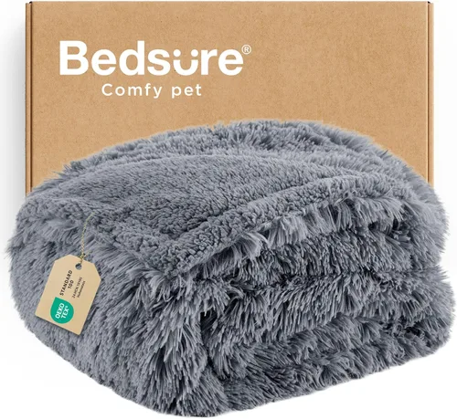 Vista 28 de Bedsure Mantas impermeables para perros grandes, piel sintética esponjosa, 50 x 60 pulgadas Plush Fuzzy Reversible Pet Blankets for Couch and Dog