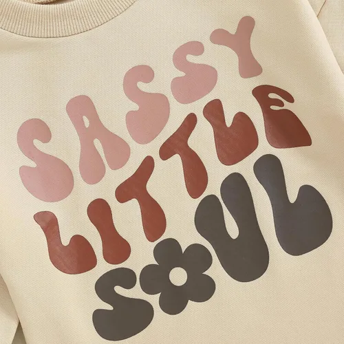 Vista 4 de Ropa de bebé recién nacido, sudadera con estampado de letras de amor, mameluco de una pieza para otoño e invierno