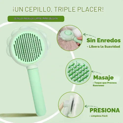 Vista 4 de Cepillo autolimpiante para gatos, cortaúñas con luz LED y lima de uñas Verde