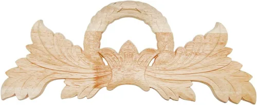 Vista 8 de Apliques de madera tallada en madera tallada calcomanía sin pintar muebles cama puerta gabinete decoración (01,12x9cm/4.72x3.54inch)