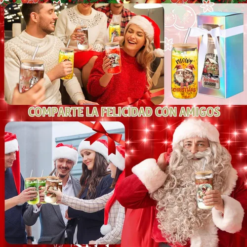 Vista 4 de Layhit - Juego de 12 vasos de cristal de Navidad, 16 onzas, vasos