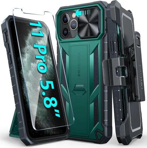 Vista 33 de FNTCASE for iPhone 11-Pro Phone Case: Military Grade Drop Proof Mobile Cover with Kickstand & Slide Rugged Shockproof Bumper Heavy Duty Protector