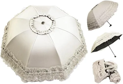 Vista 68 de Honeystore Paraguas plegable a prueba de rayos ultravioleta Princess Lace Parasol con cúpula anti-UV
