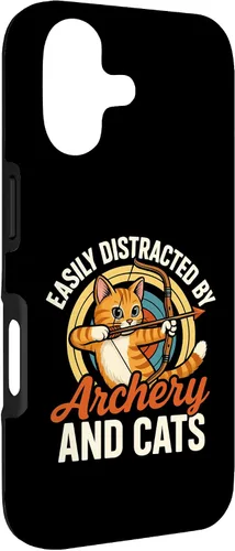 Vista 3 de Funny Cat Parent Gift Easily Distracted by Archery and Cats Case for iPhone 17