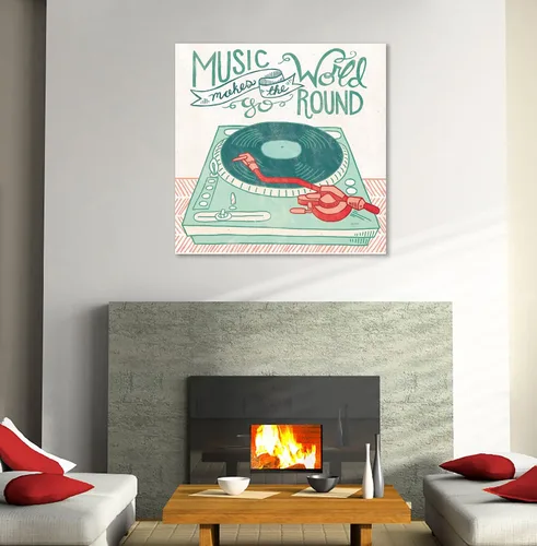 Vista 4 de Jaxson Rea "Retro Record Player Gallery Wrapped Canvas by Mary Urban, 12" x 12