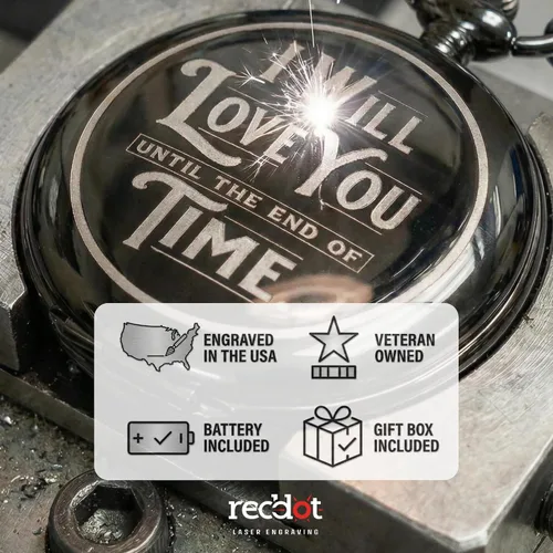Vista 6 de Reloj de Bolsillo Grabado para Marido o Novio - Te Amaré Hasta el Fin de los Tiempos
