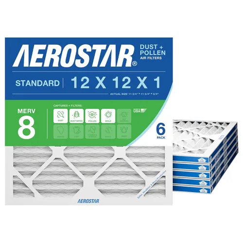 Vista 9 de Aerostar Filtro de aire MERV 8 de 12 x 12 x 1, 4 unidades, tamaño real (11.75 x 11.75 x 0.75), HVAC, aire acondicionado y filtro de horno que