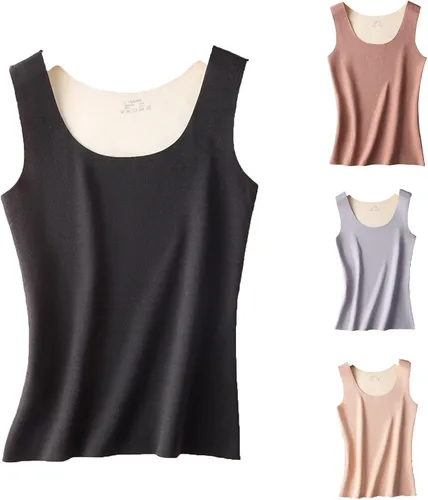 Vista 2 de HGps8w Camiseta térmica de forro polar para mujer, sin mangas, capa base cálida para invierno, camisola, ropa